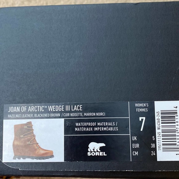 NIB Sorel Joan of Arctic Wedge III waterproof Lace boot Hazelnut/Blackened Brown - Picture 13 of 14